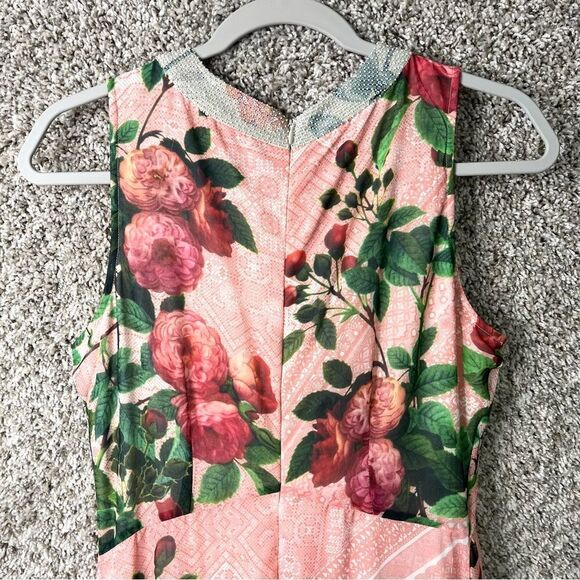 Pankaj & Nidhi Dress Women’s 6 Butterfly Garden Beaded Neck Sleeveless Midi - Picture 6 of 10